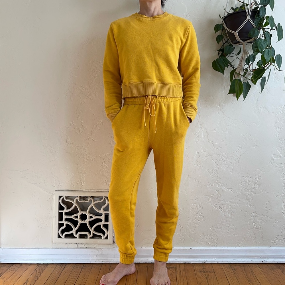 Carbon38 French Terry Sweatshirt & Sweatpants in Saffron - S top / XS pants